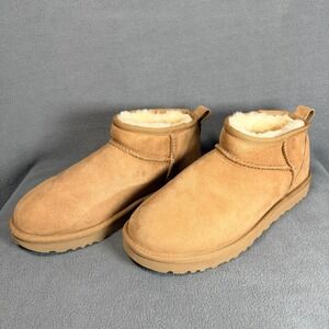 UGG Classic Ultra Mini Boots Womens Size 8 Chestnut Sheepskin Slippers